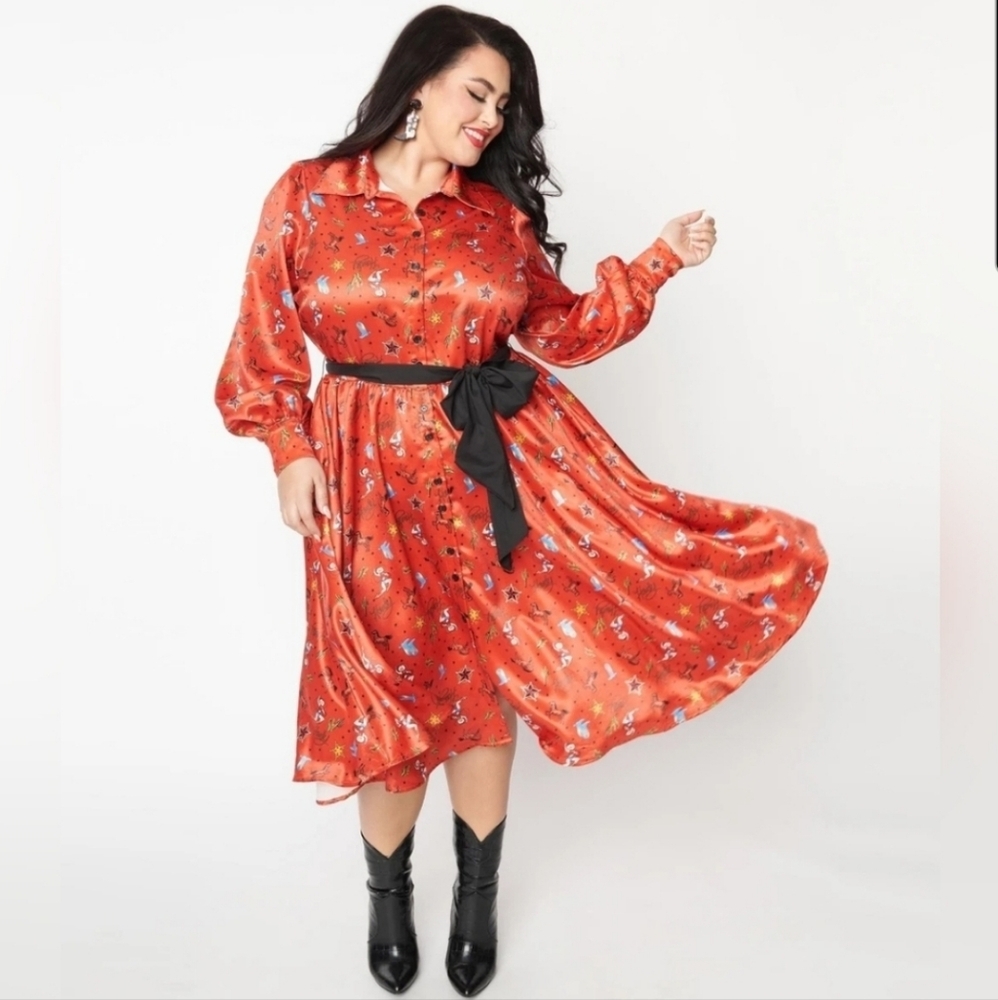 NWT Unique Vintage Howdy Pinup Shirtdress size XL